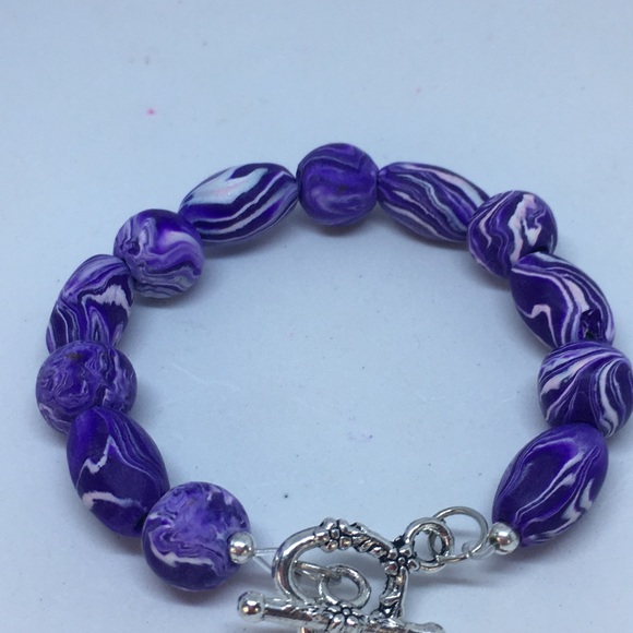 Unique Handmade Polymer Clay Bead Bracelet - Picture 5 of 5